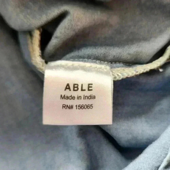 ABLE April Shirt Chambray 100% Cotton Oversized Western Pearl Snap Up size Small - Picture 9 of 12